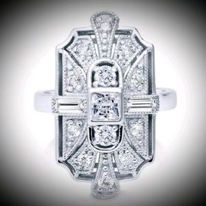 Antique Art Deco Style Cubic  Zirconia Ring